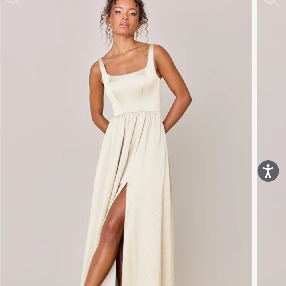 NWT Revelry Whitney Satin Dress - Pale Yellow 749